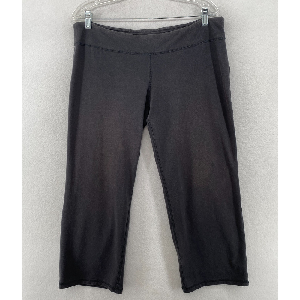 EILEEN FISHER Pants L Organic Cotton Stretch Jersey Cropped Straight Gray USA